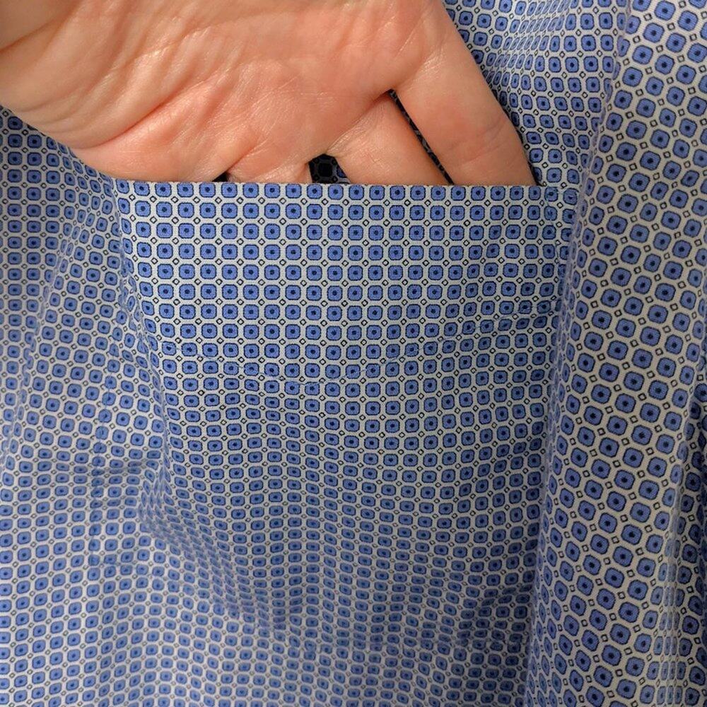Tasso Elba Blue Geometric Pattern Button Up Shirt - Picture 4 of 9